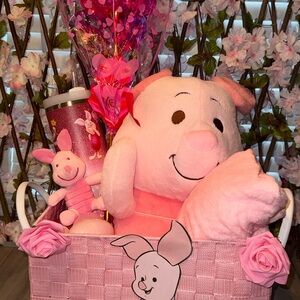 Pink Piglet Plush Gift Basket